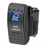 Narva 12 Volt Illuminated Off/On Sealed Rocker Switch with "Aux Lights" Symbol (Blue) 63144BL