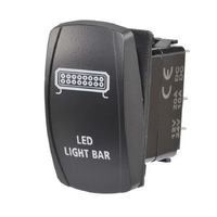 Narva 12/24V Off/On LED Illuminated Sealed Rocker Switch with "LED Light Bar" Symbol (Blue) 63224BL 