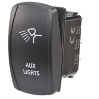 Narva 12/24V Off/On LED Illuminated Sealed Rocker Switch with "Aux Lights" Symbol (Blue) 63232BL