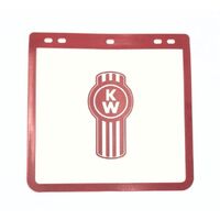 KENWORTH Ute mudflap white pvc with red bug logo 23cm x 25cm