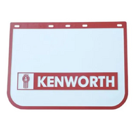 KENWORTH Mudflap PVC White With Red Border Kenworth Writing 61x33cm