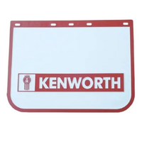 KENWORTH Mudflap PVC White With Red Border Kenworth Writing 61x45cm