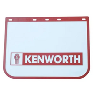 KENWORTH Mudflap White PVC  and "KENWORTH" Writing Red Border 61cm x 61cm