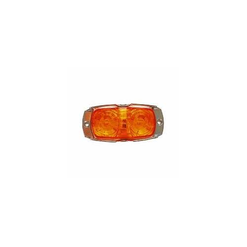 LED SIDE MARKER AMBER W CHROME SURROUND (TIGER EYES)