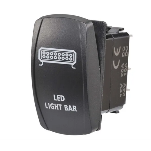 Narva 12/24V Off/On LED Illuminated Sealed Rocker Switch with "LED Light Bar" Symbol (Blue) 63224BL 