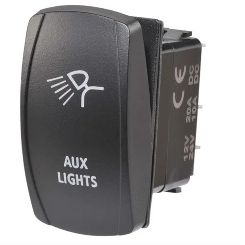 Narva 12/24V Off/On LED Illuminated Sealed Rocker Switch with "Aux Lights" Symbol (Blue) 63232BL