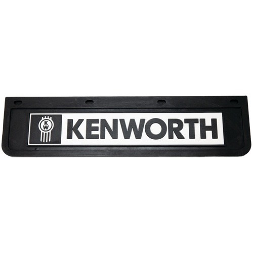 Kenworth Rubber Mudflap 60cm x 15cm Black And White KCMFBWB6015