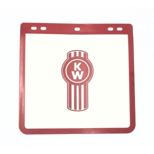 KENWORTH Ute mudflap white pvc with red bug logo 23cm x 25cm