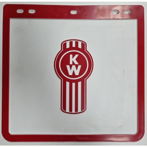 KENWORTH Mudflap white with red border and BUG logo 11 1/2 "x 11"