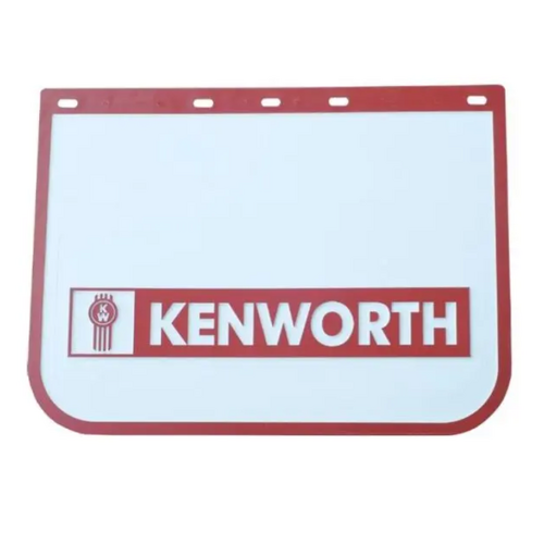 KENWORTH Mudflap PVC White With Red Border Kenworth Writing 61x33cm