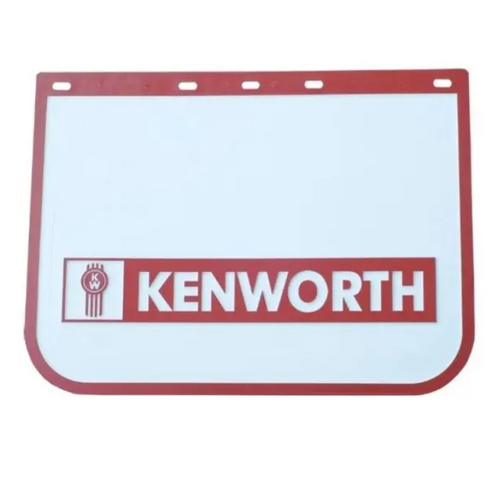 KENWORTH Mudflap PVC White With Red Border Kenworth Writing 61x45cm