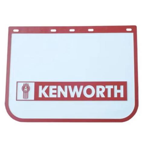 KENWORTH Mudflap White PVC  and "KENWORTH" Writing Red Border 61cm x 61cm