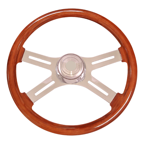 Steering Wheel 18" 4 Spoke Woodgrain MW-5WEC